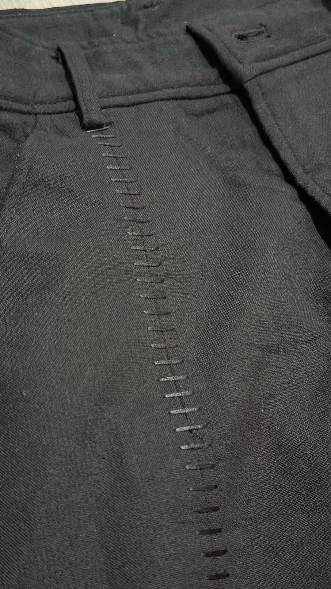 D.gnak Black High Waist Trousers with Side Slits and Stitching Details 10