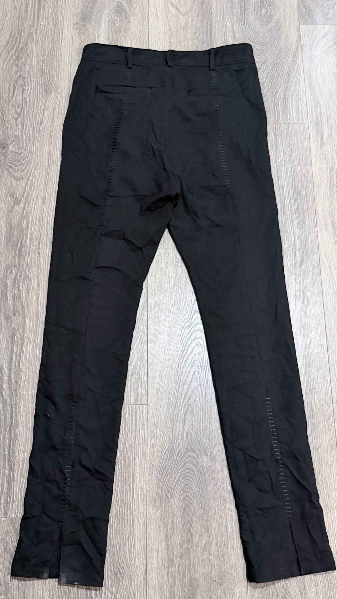 D.gnak Black High Waist Trousers with Side Slits and Stitching Details 11