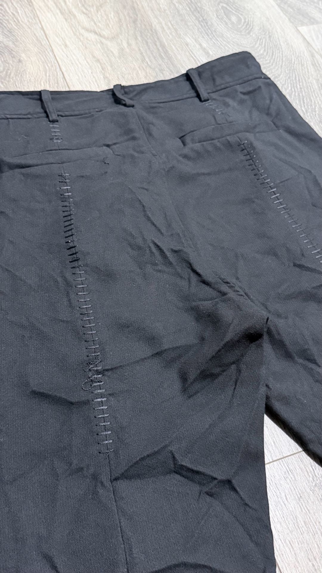 D.gnak Black High Waist Trousers with Side Slits and Stitching Details 12