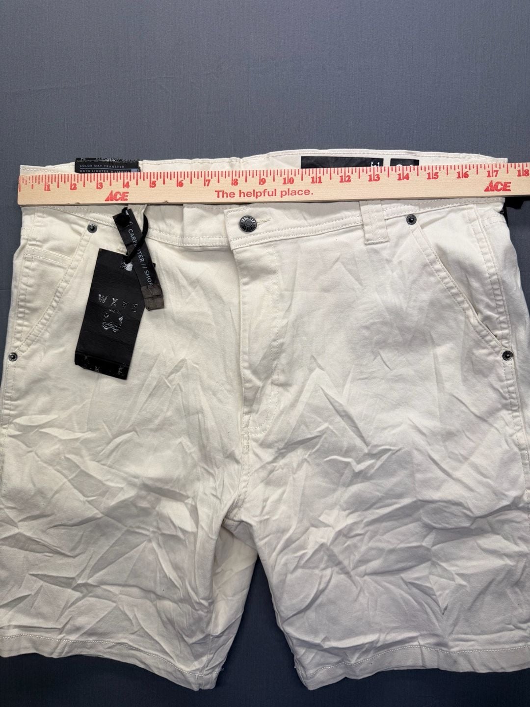Wxyz Carpenter Shorts Size 34 White Denim Relaxed Fit 7