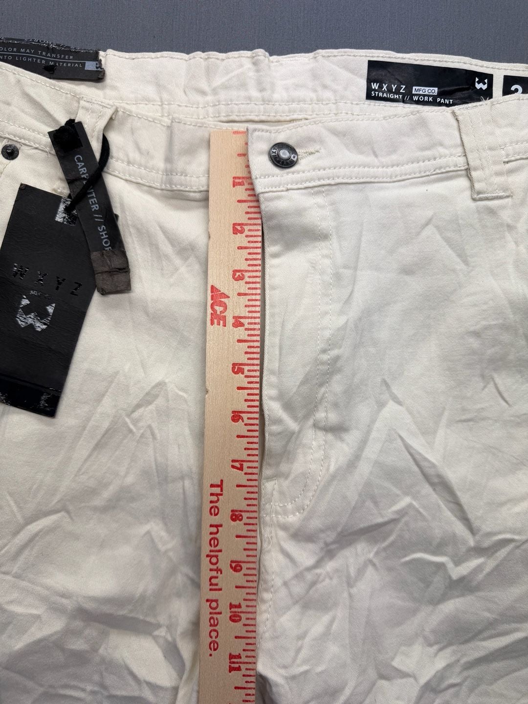 Wxyz Carpenter Shorts Size 34 White Denim Relaxed Fit 8