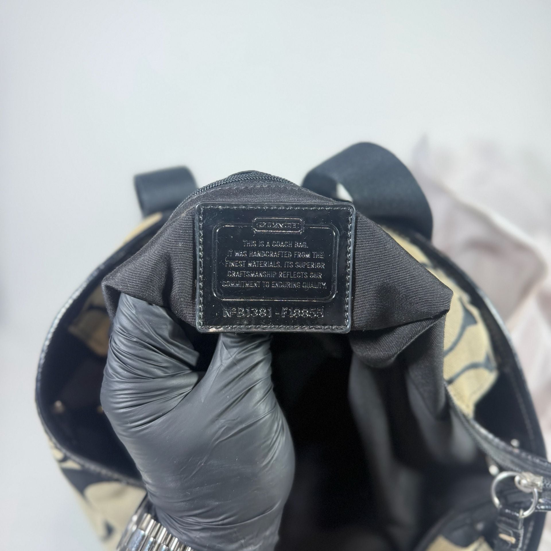 Coach Signature C Black Fabric Tote Bag 7