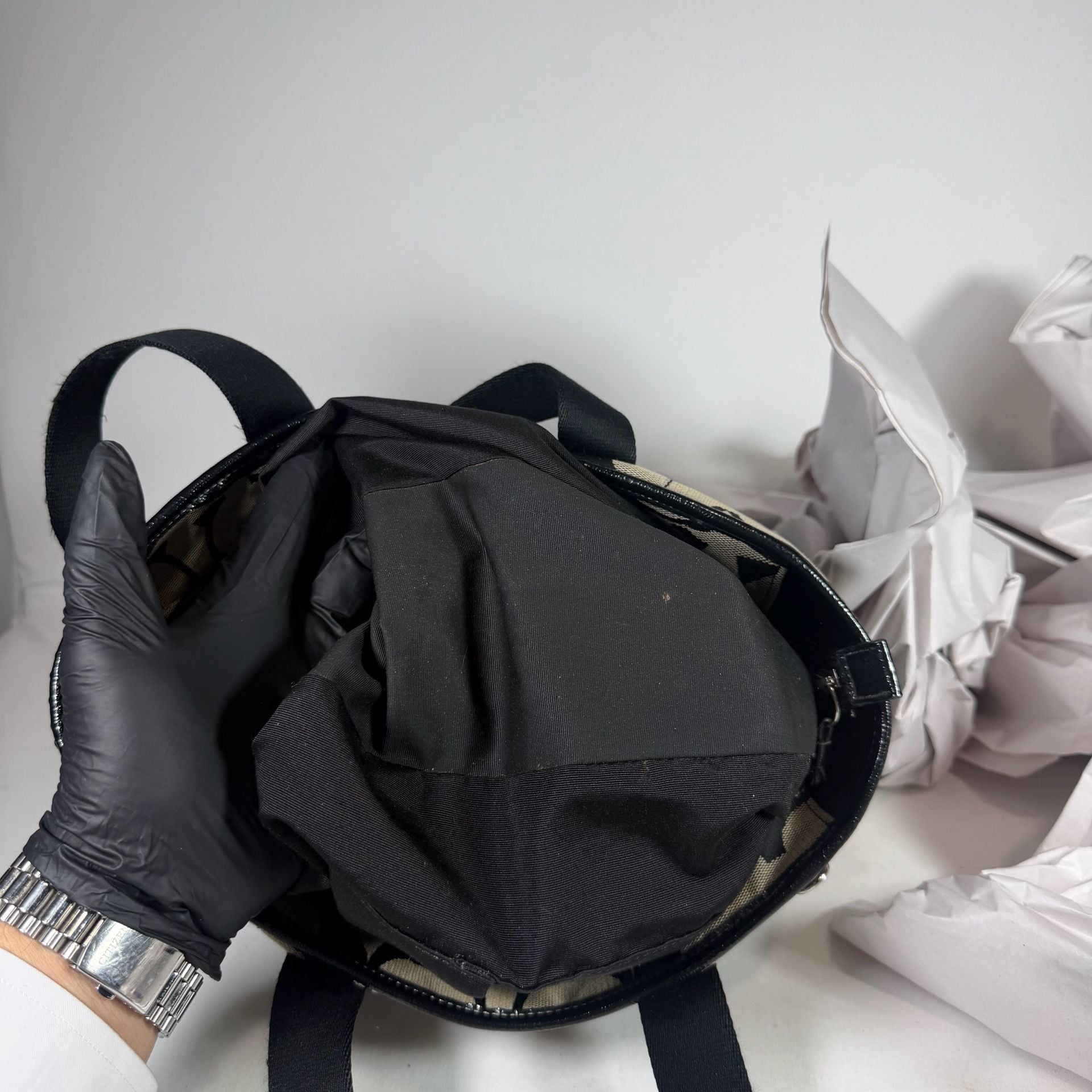 Coach Signature C Black Fabric Tote Bag 8