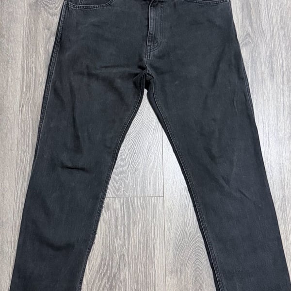 CELINE Black Denim Jeans Size 33x30 Straight Leg Y2K Skater Grunge Faded