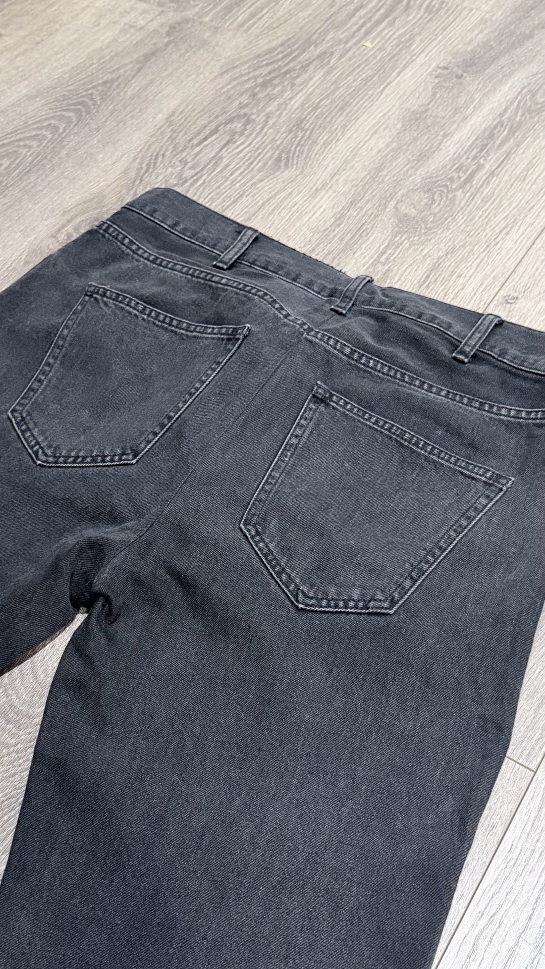 CELINE Black Denim Jeans Size 33x30 Straight Leg Y2K Skater Grunge Faded 9