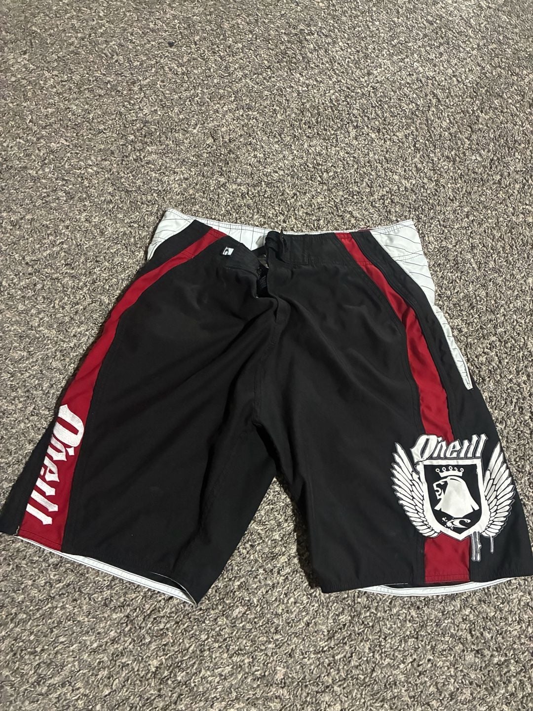 O'Neill Board Shorts Black Red White Wing Logo Size 32 1