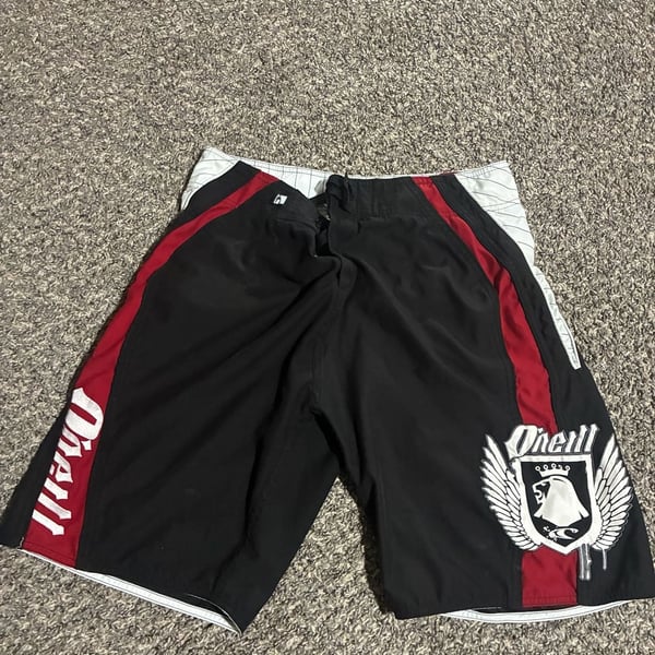 O'Neill Board Shorts Black Red White Wing Logo Size 32