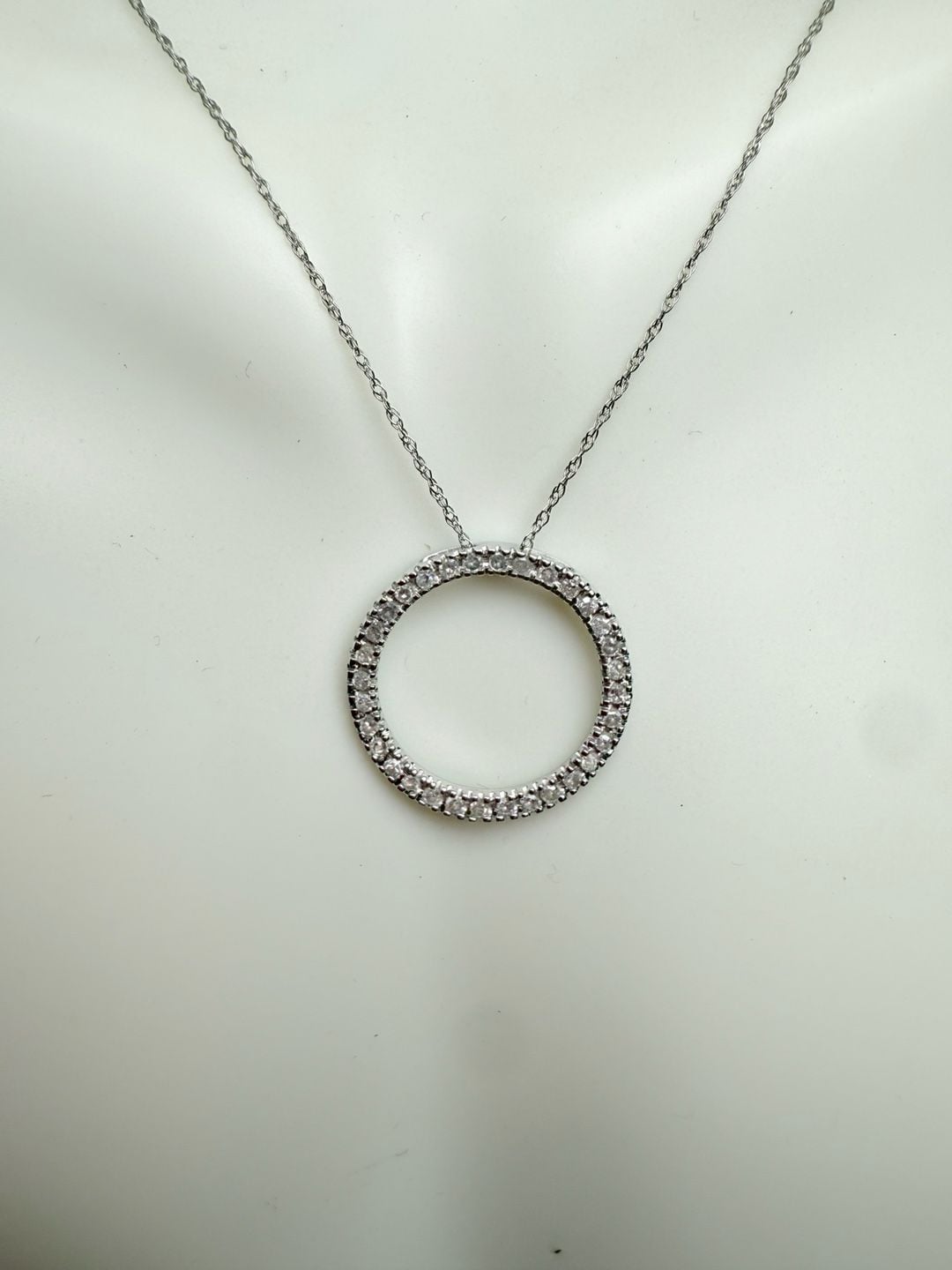 Diamond Eternity Circle Pendant Necklace White Gold 2