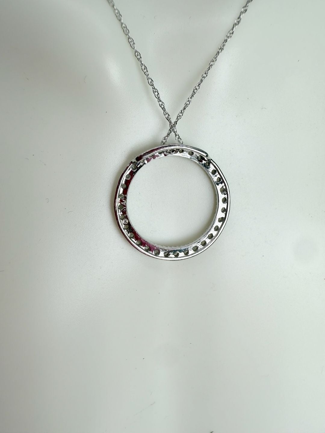 Diamond Eternity Circle Pendant Necklace White Gold 3