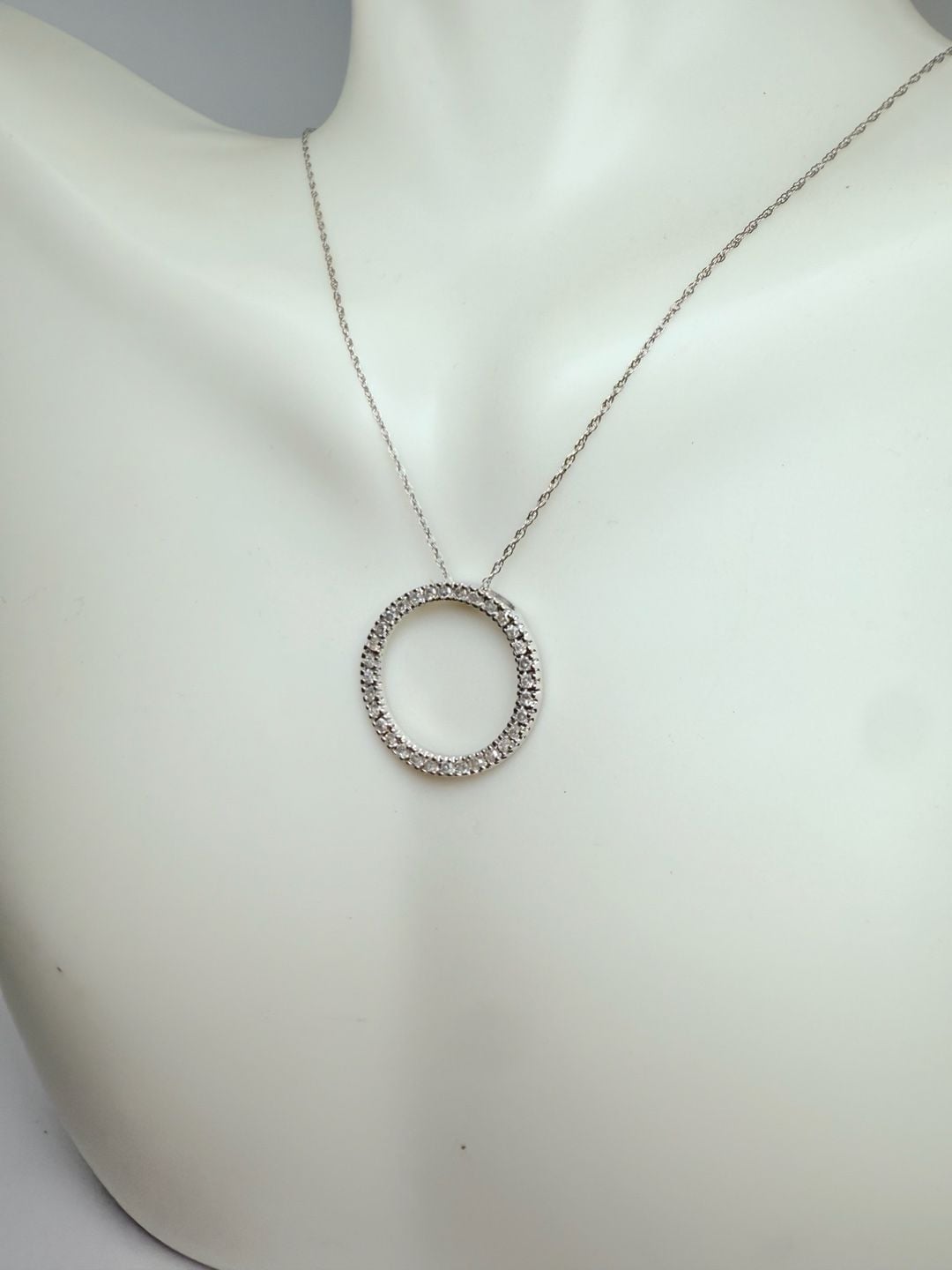Diamond Eternity Circle Pendant Necklace White Gold 4