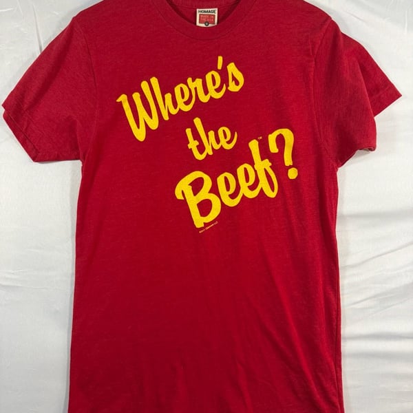 Homage Where's the Beef Graphic T-Shirt Size M Red