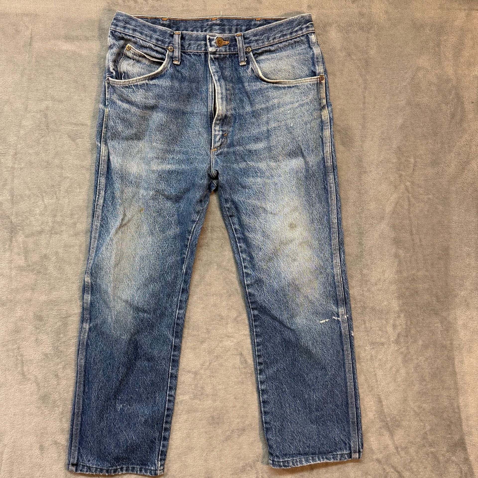 34x24 Wrangler 99902NV Vintage Jeans Blue Denim Distressed Workwear western 2