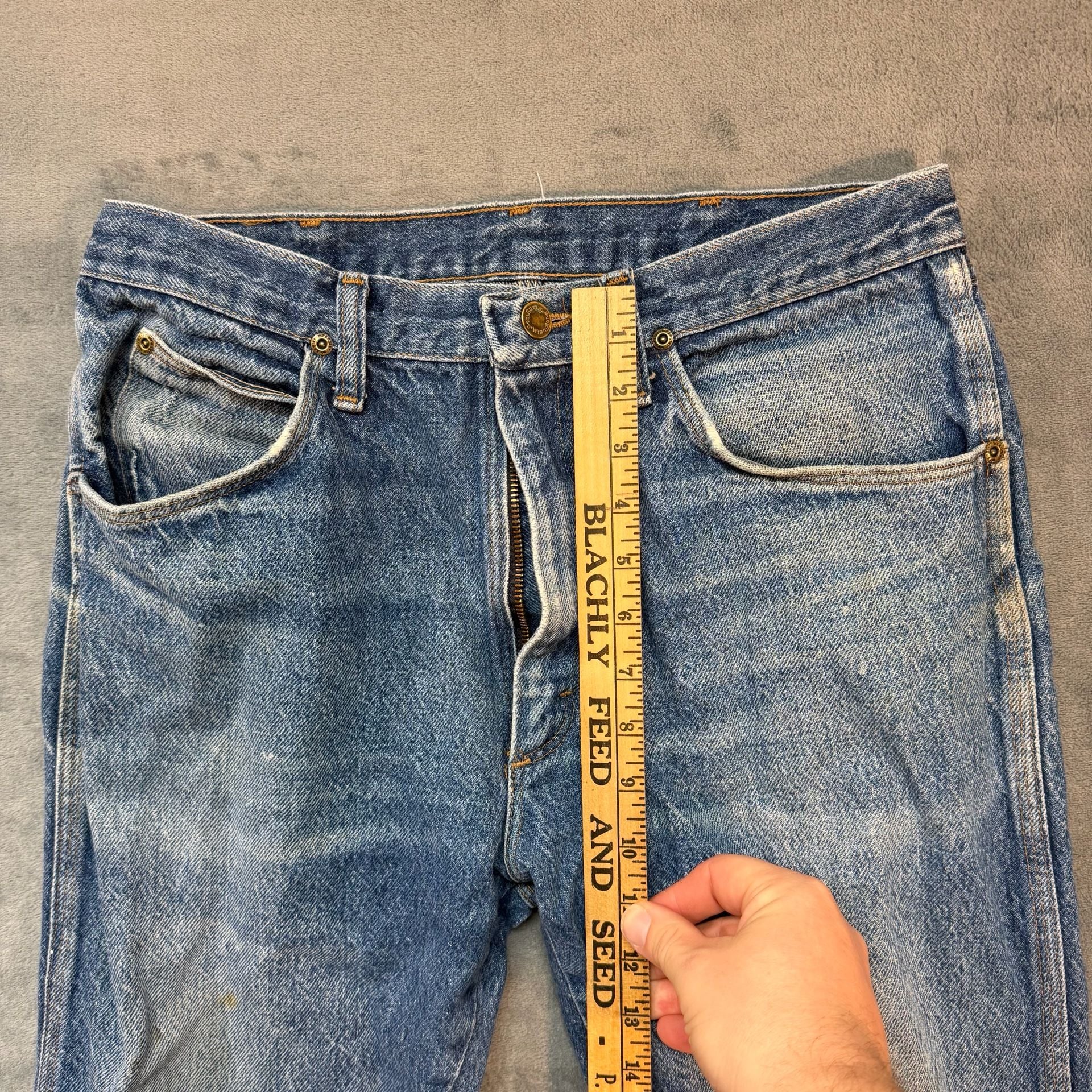 34x24 Wrangler 99902NV Vintage Jeans Blue Denim Distressed Workwear western 4