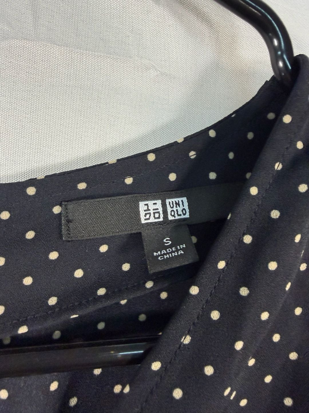 UNIQLO Polka Dot Midi Dress Size S Black White Short Sleeve 3