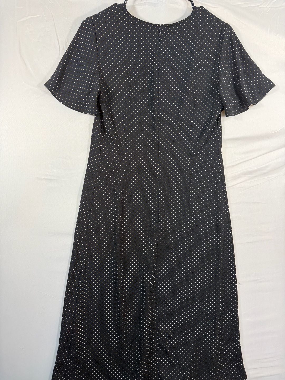 UNIQLO Polka Dot Midi Dress Size S Black White Short Sleeve 5