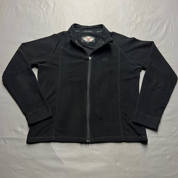 Harley Davidson Full Zip Fleece Jacket Size L Black