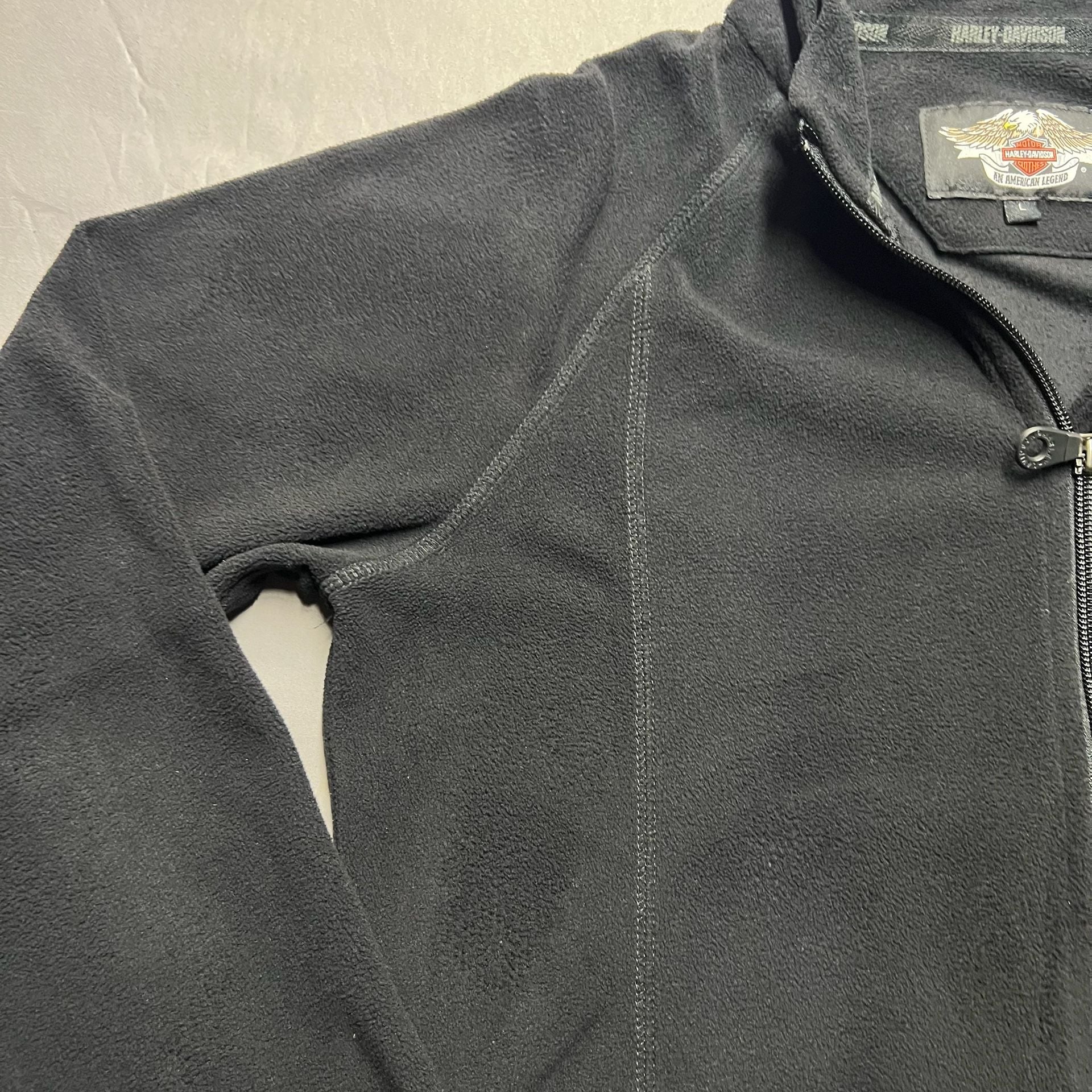Harley Davidson Full Zip Fleece Jacket Size L Black 10