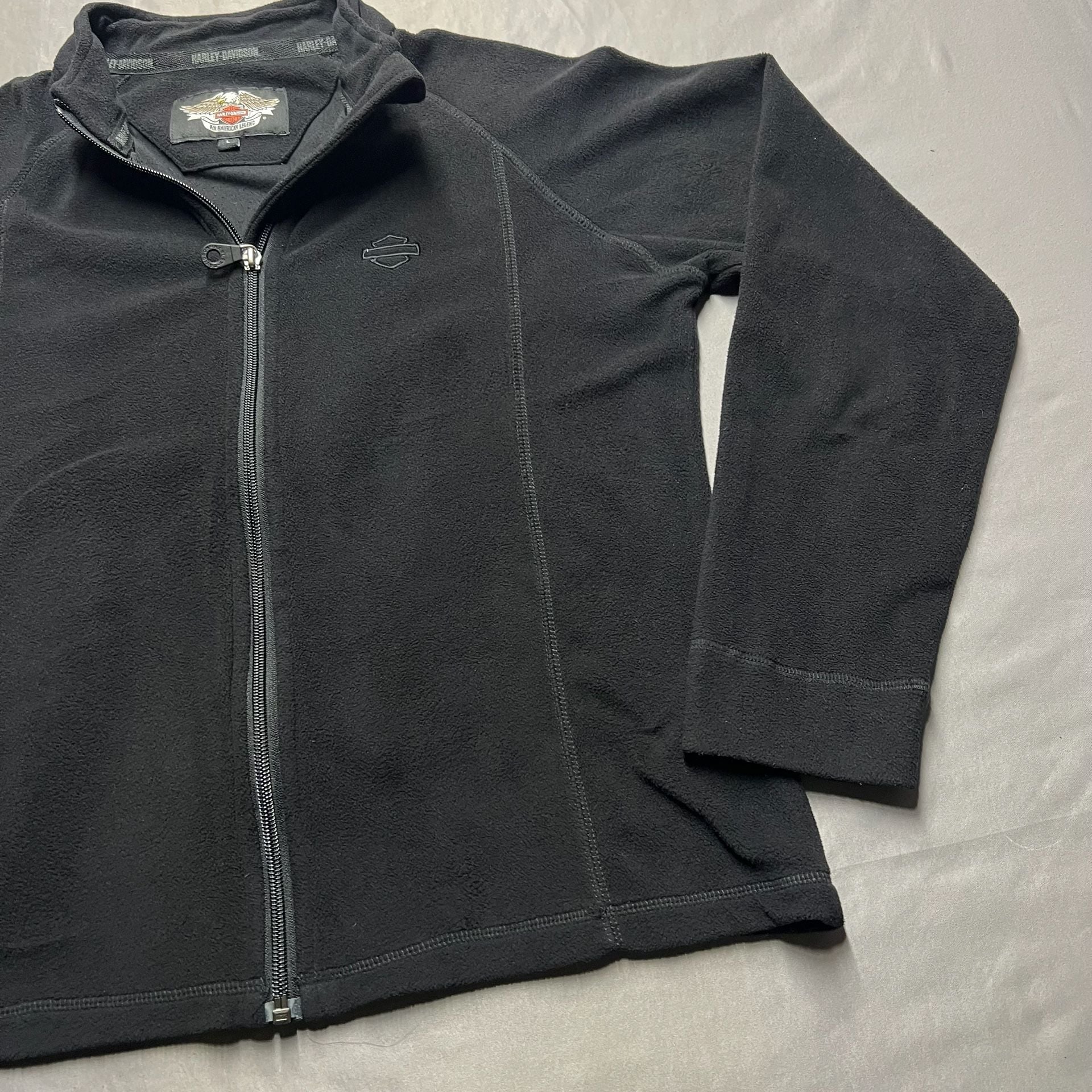Harley Davidson Full Zip Fleece Jacket Size L Black 12