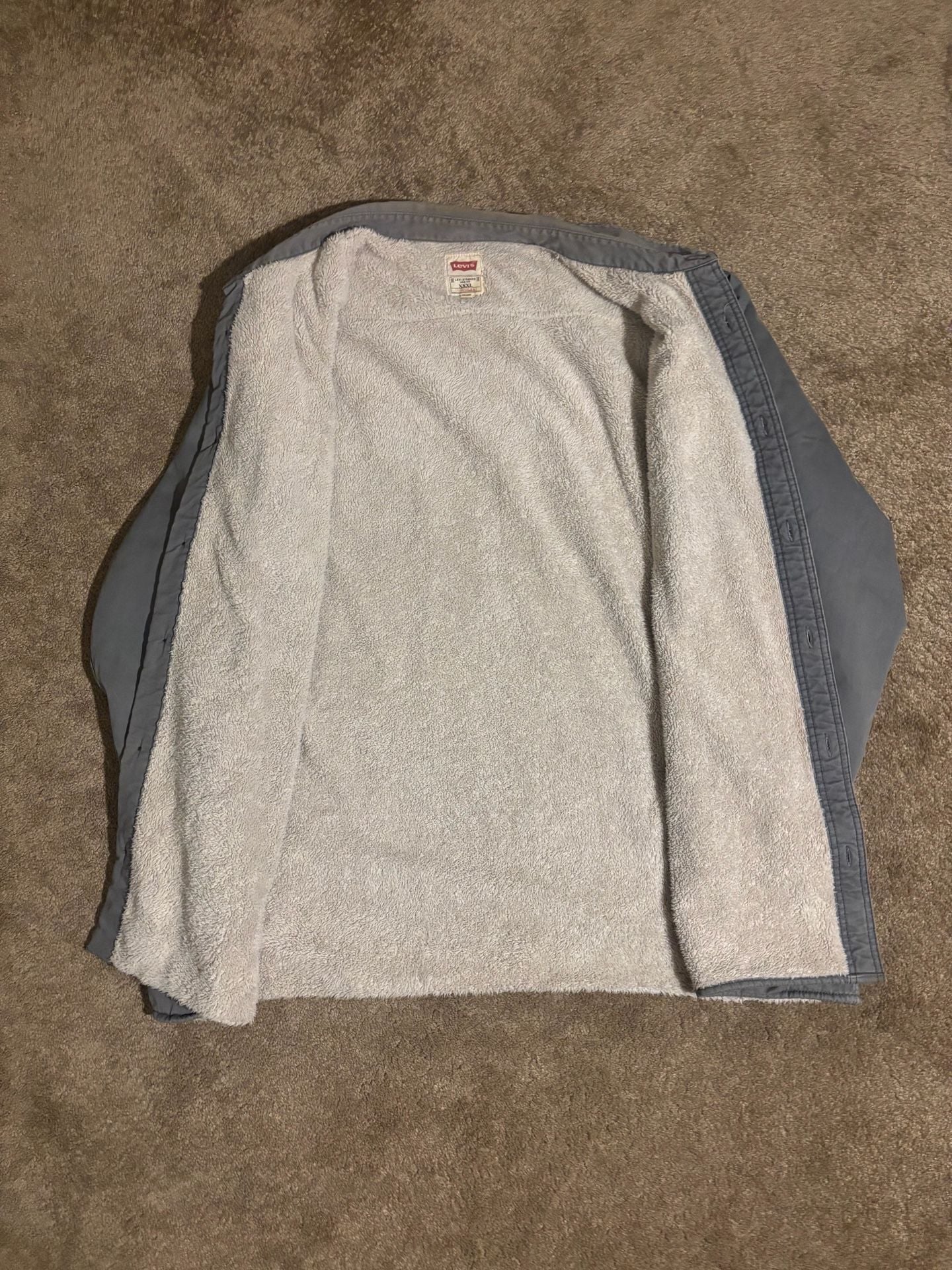 Levi's Sherpa Lined Canvas Shirt Jacket Mens 3XL Regular Grey Shacket Warm Coat 4