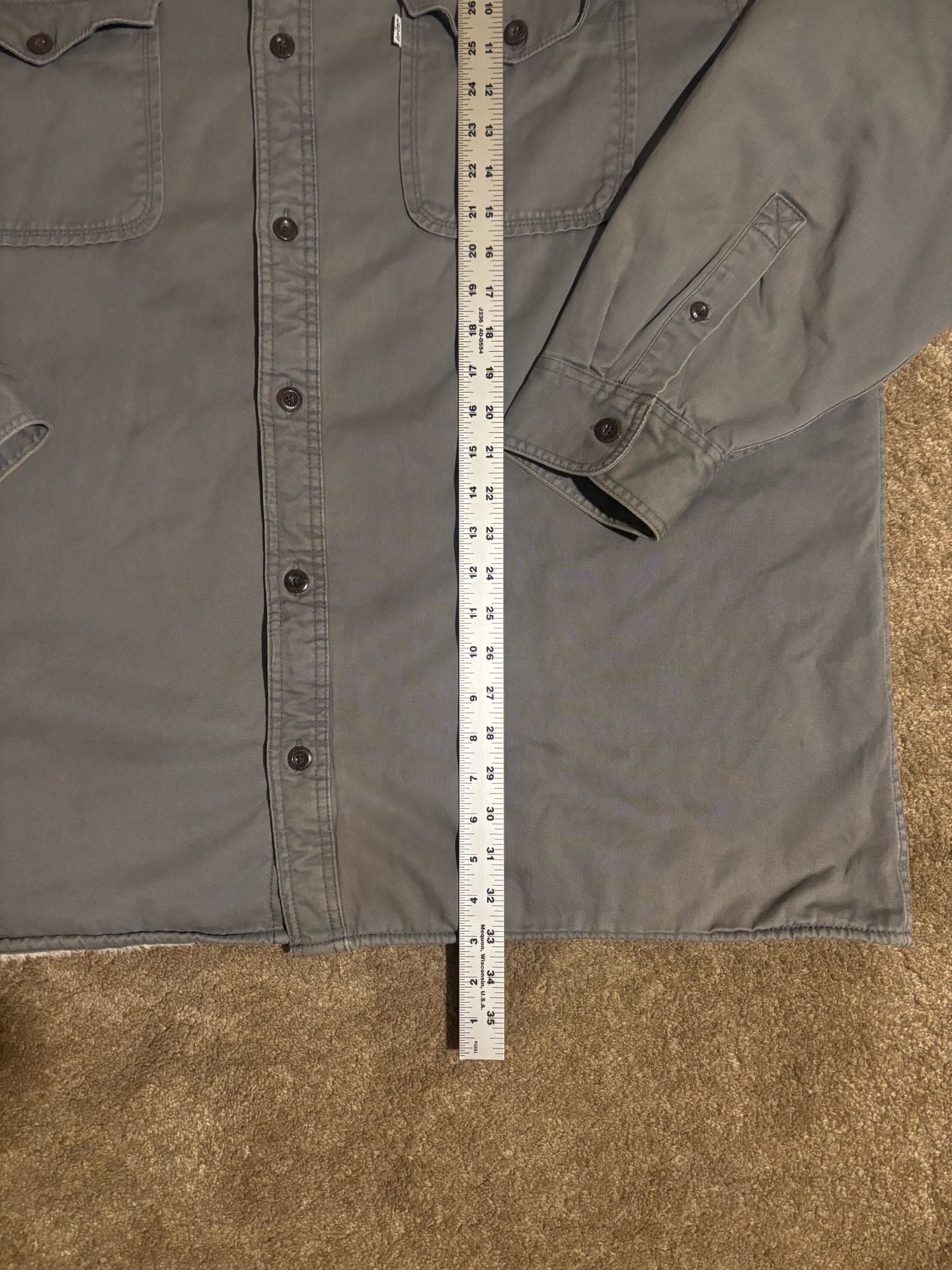 Levi's Sherpa Lined Canvas Shirt Jacket Mens 3XL Regular Grey Shacket Warm Coat 7