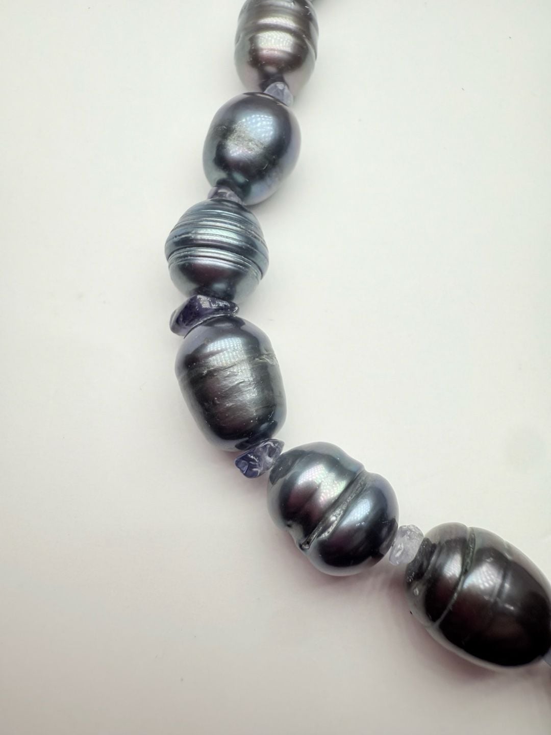 Tahitian Pearl Baroque Necklace Black Cultured Pearls 4