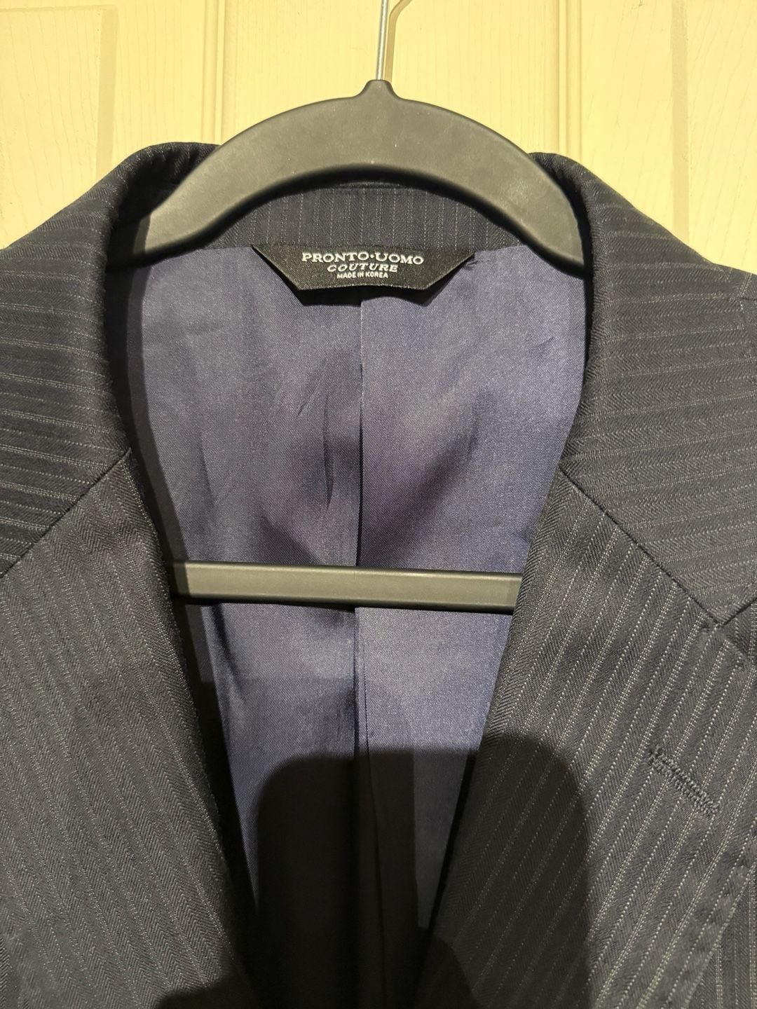 Pronto Uomo Couture Super 120s Navy Blue Pinstripe Wool Suit Set 3