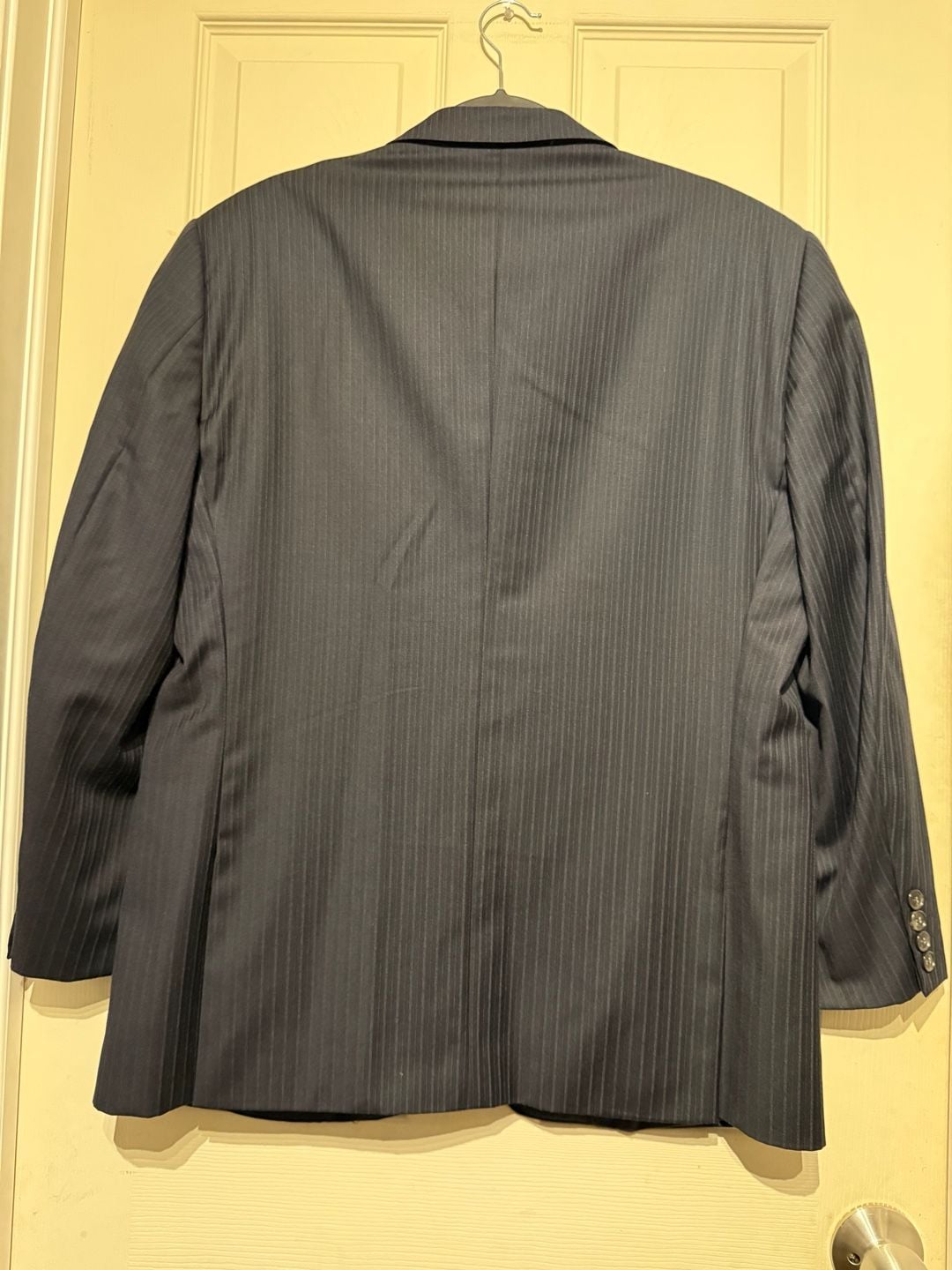 Pronto Uomo Couture Super 120s Navy Blue Pinstripe Wool Suit Set 5