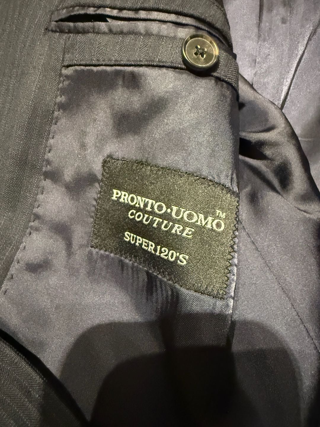 Pronto Uomo Couture Super 120s Navy Blue Pinstripe Wool Suit Set 6