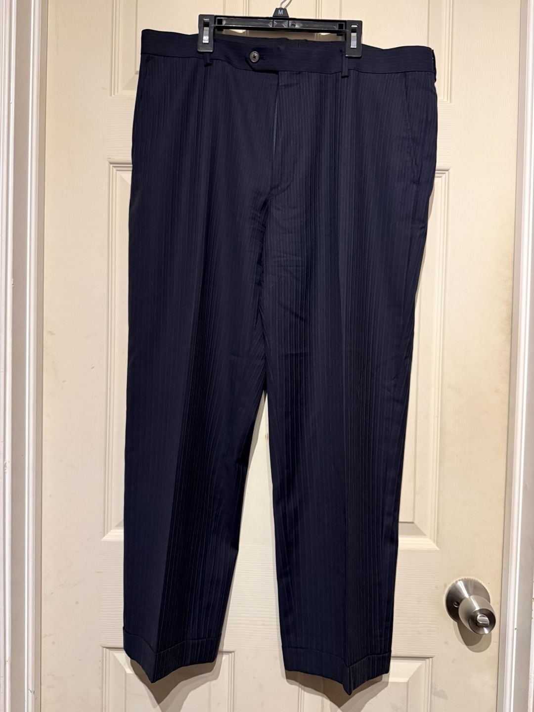 Pronto Uomo Couture Super 120s Navy Blue Pinstripe Wool Suit Set 8