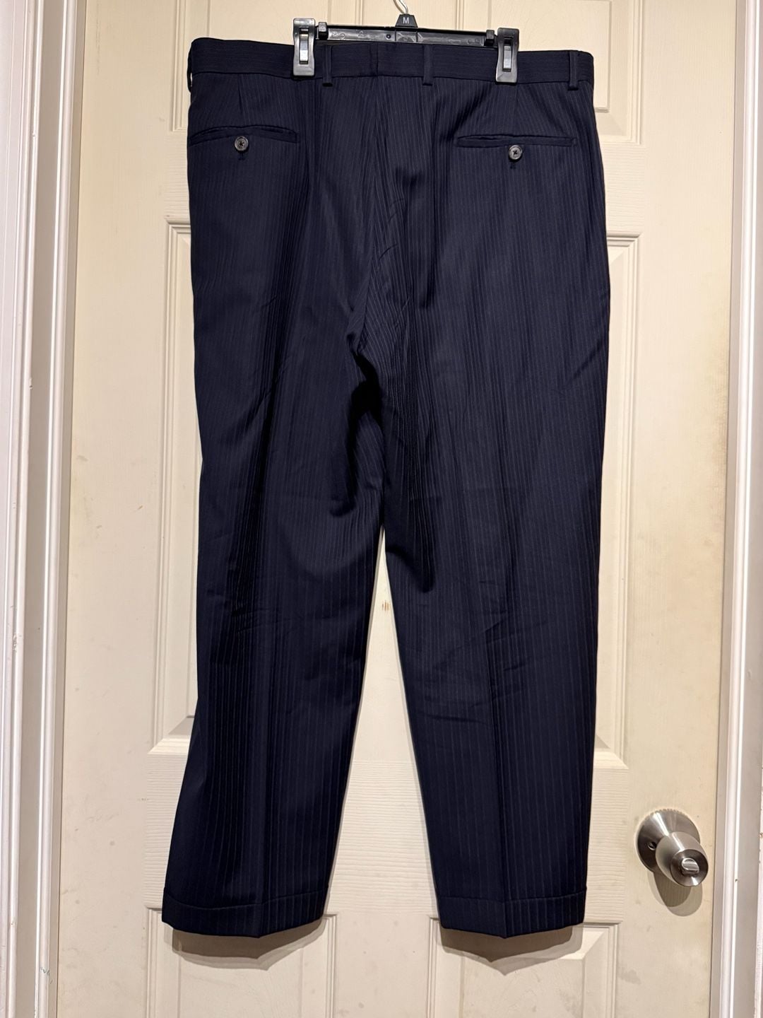 Pronto Uomo Couture Super 120s Navy Blue Pinstripe Wool Suit Set 9
