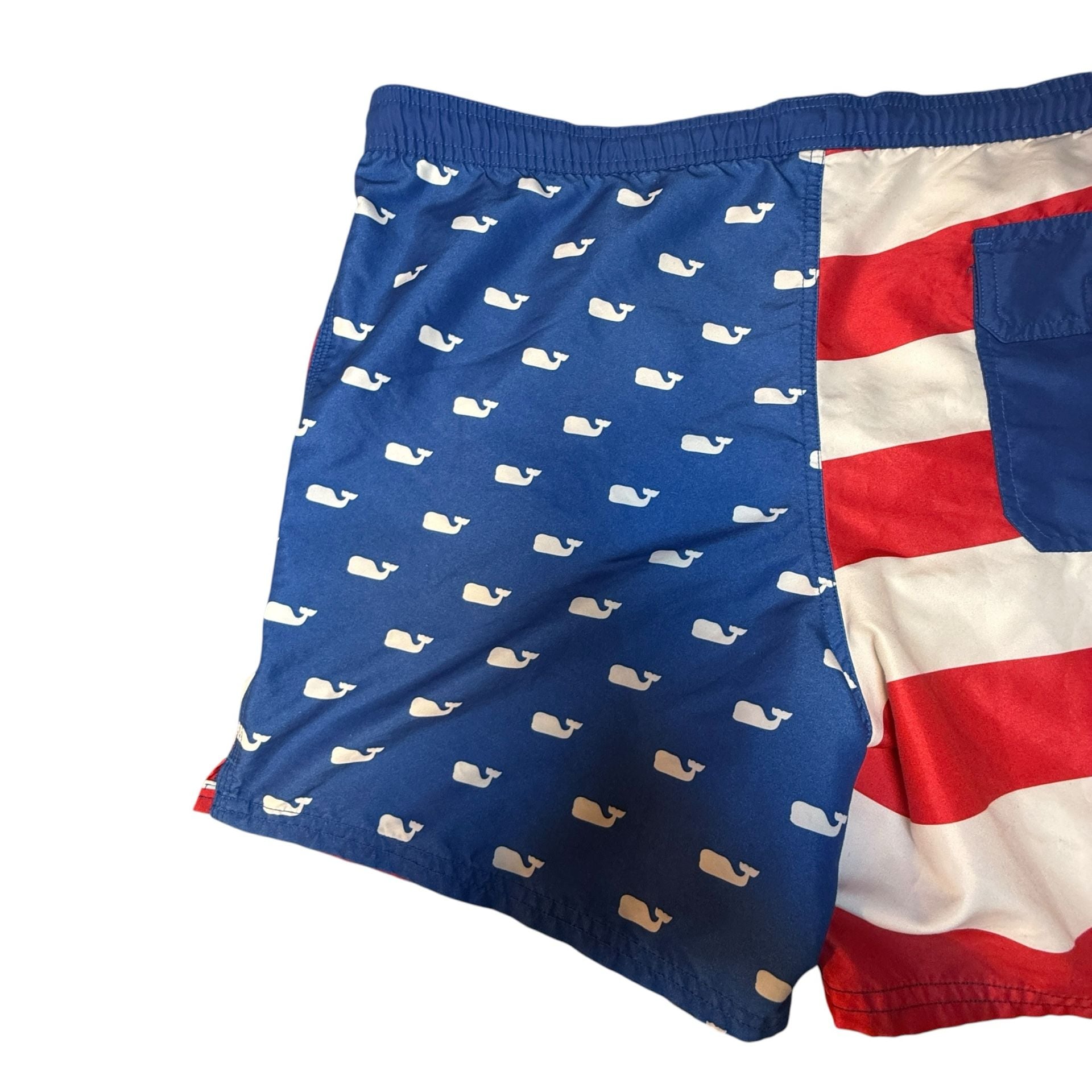 Vineyard Vines American Flag Whale Swim Trunks Size L/G 9