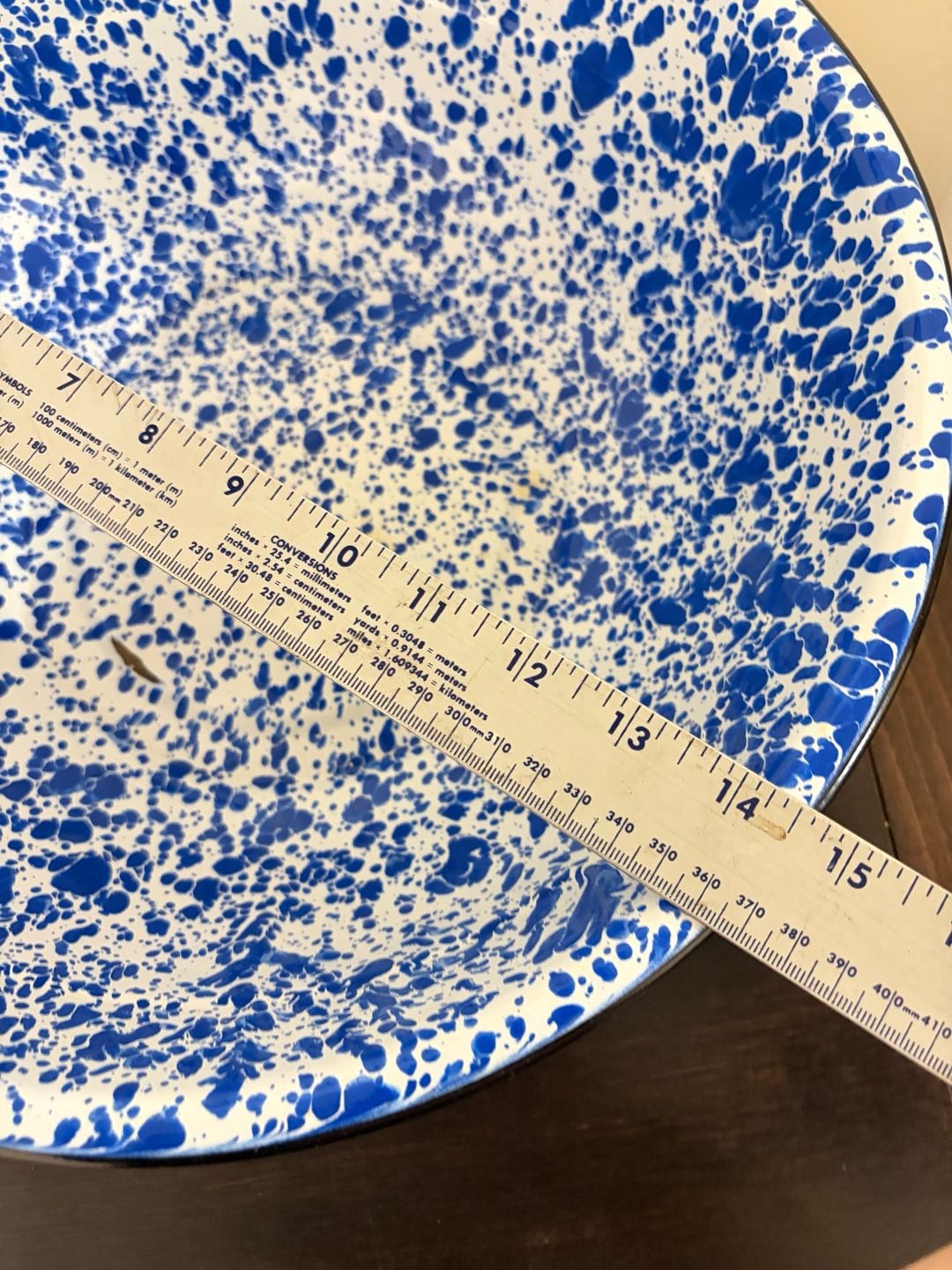 Vtg set 2 Enamelware granite marble Mixing Bowl Set of 2 Blue White  7