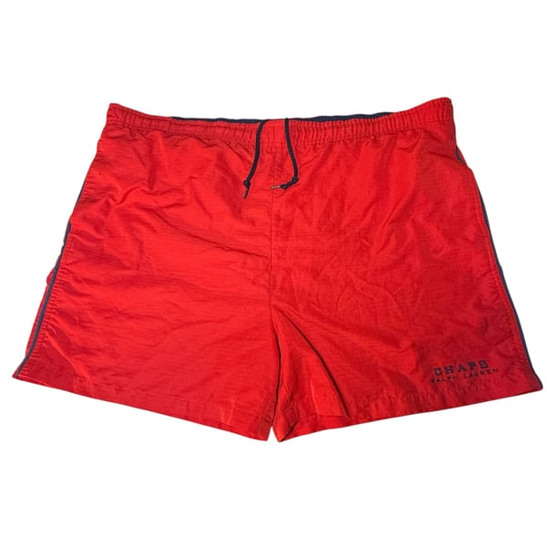 Vintage Chaps Ralph Lauren Red Mesh Lined Swim Trunks Size X-Large