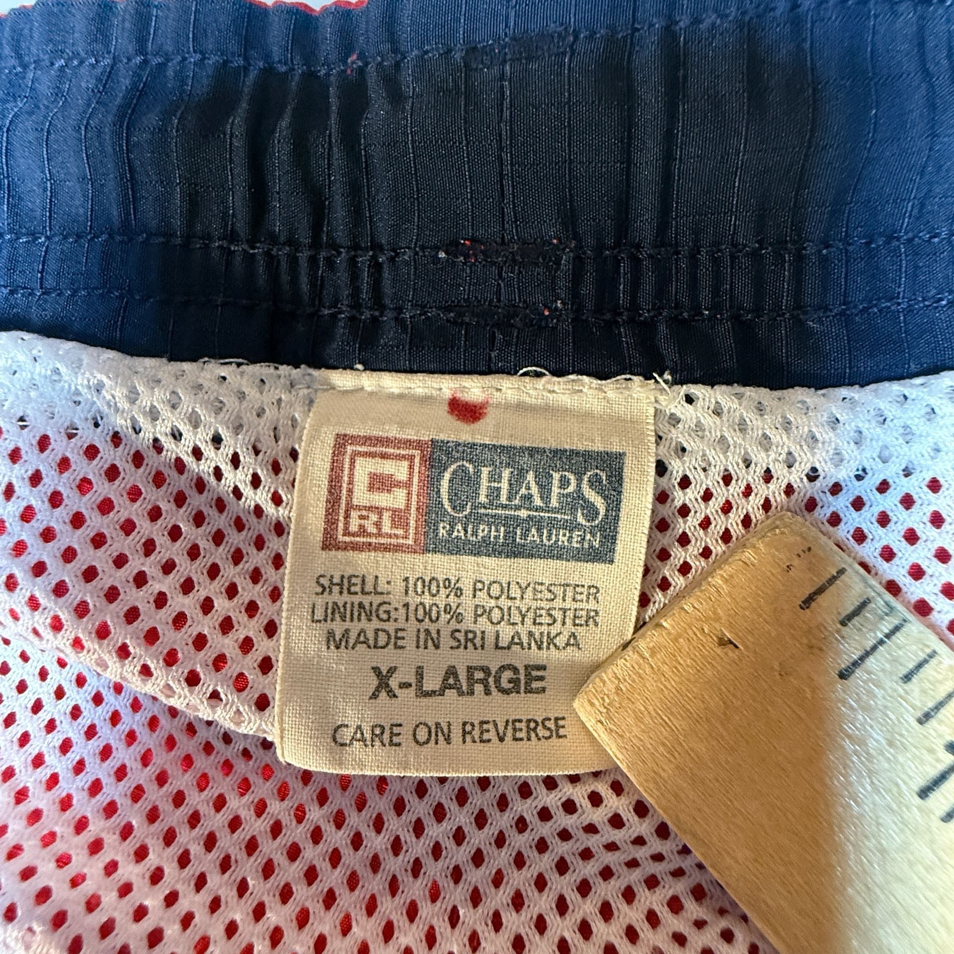 Vintage Chaps Ralph Lauren Red Mesh Lined Swim Trunks Size X-Large 7