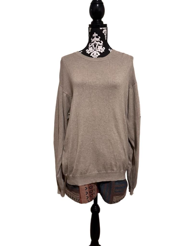 Vintage 100% Cotton oatmeal Crew Neck Long Sleeve Sweater XL 4