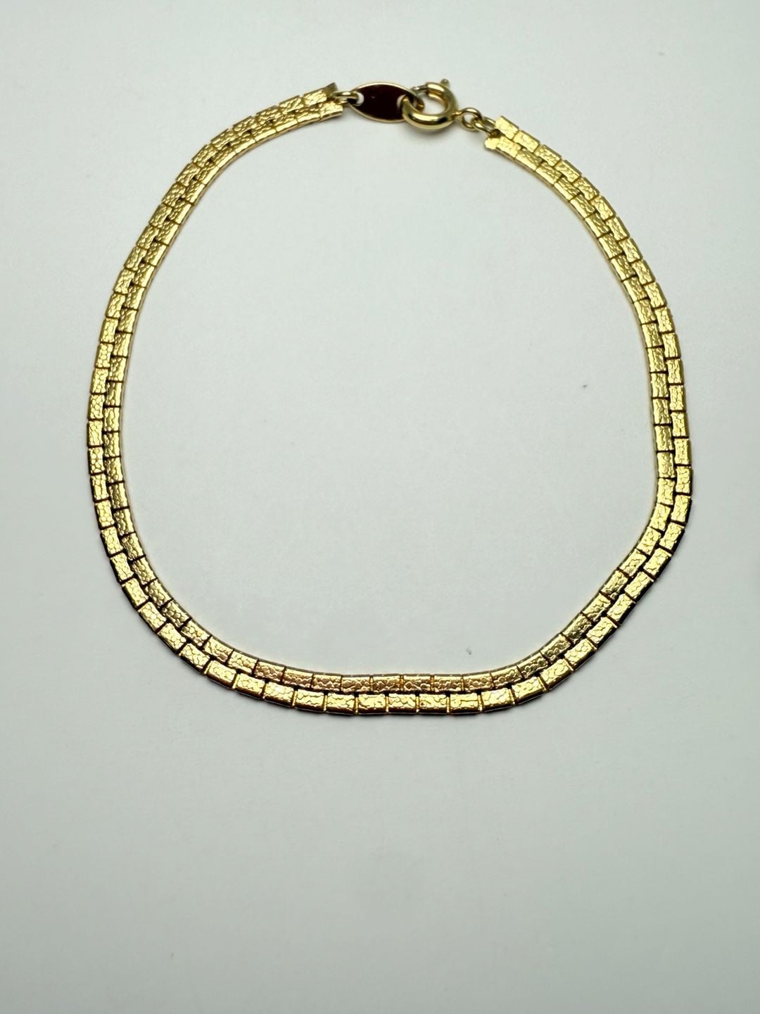 Trifari Link Bracelet Size 6 Inches Gold Tone Textured Brick 2