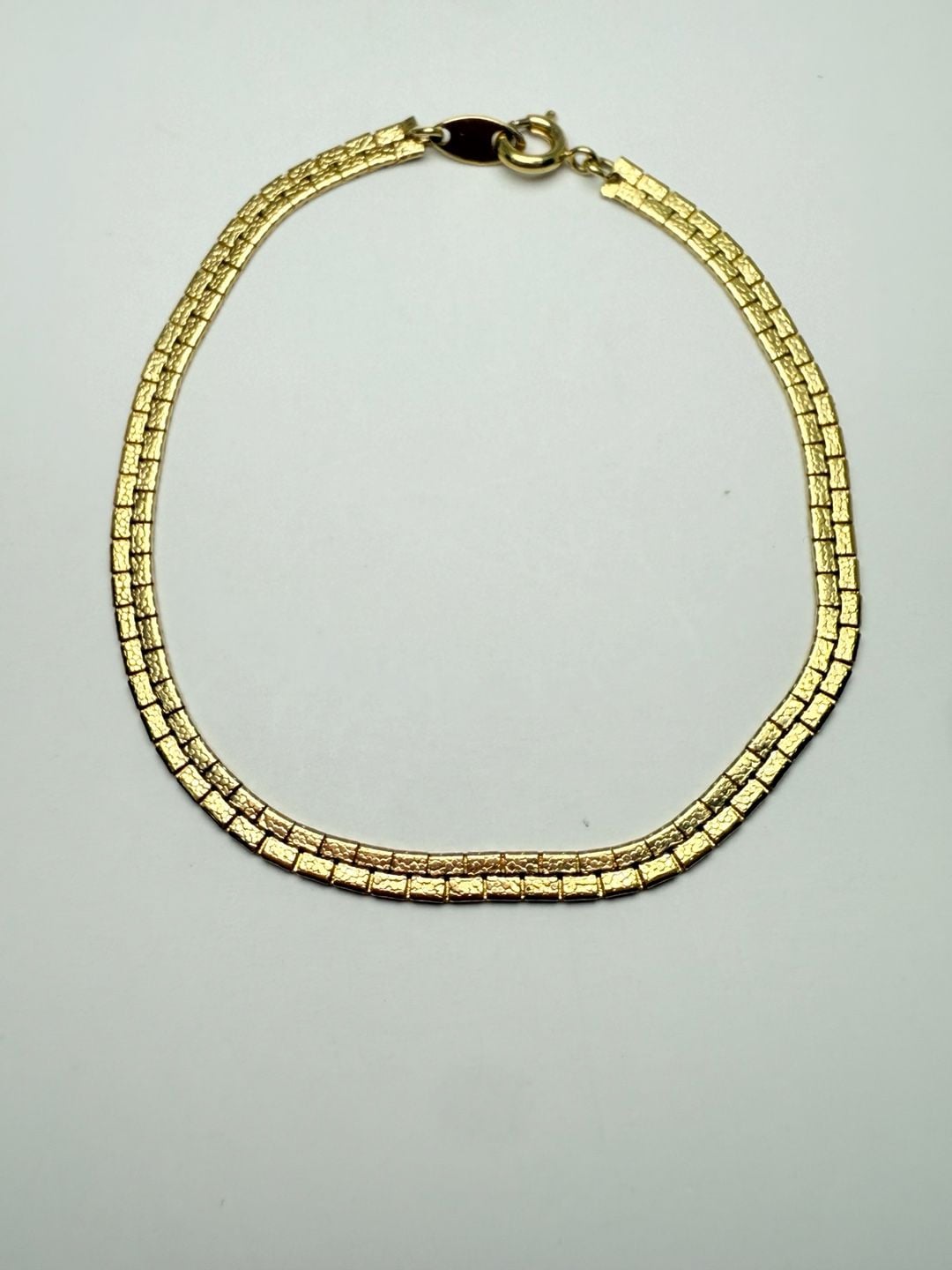 Trifari Link Bracelet Size 6 Inches Gold Tone Textured Brick 3