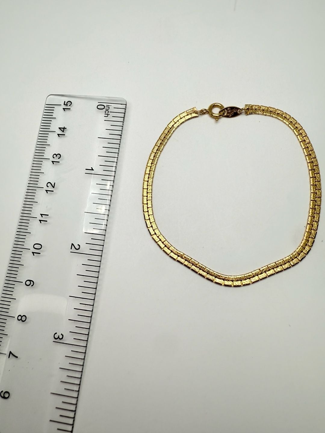 Trifari Link Bracelet Size 6 Inches Gold Tone Textured Brick 4