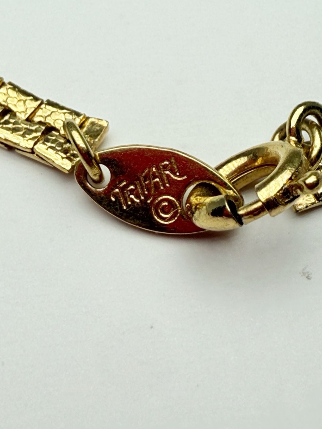 Trifari Link Bracelet Size 6 Inches Gold Tone Textured Brick 5
