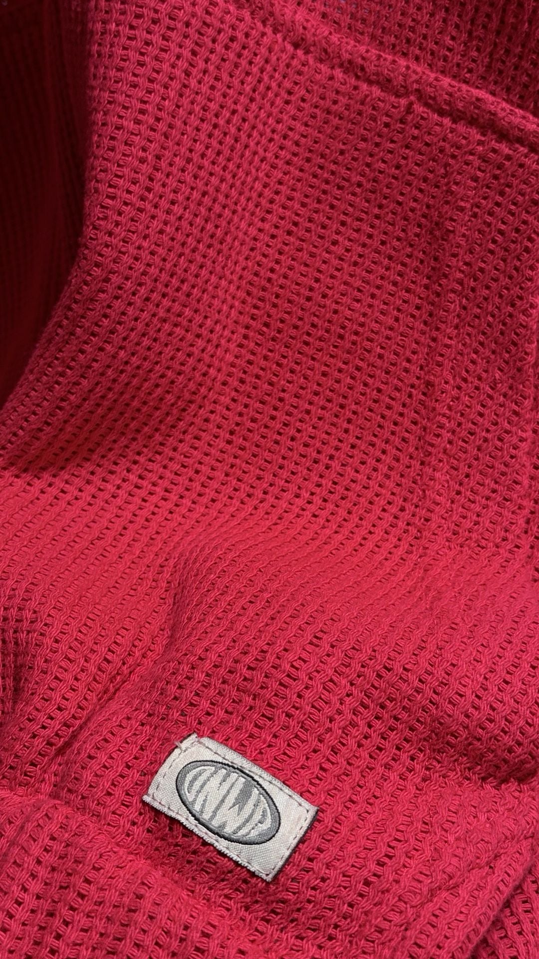 Zara Waffle Knit Zip-Front Hoodie Red XL 7