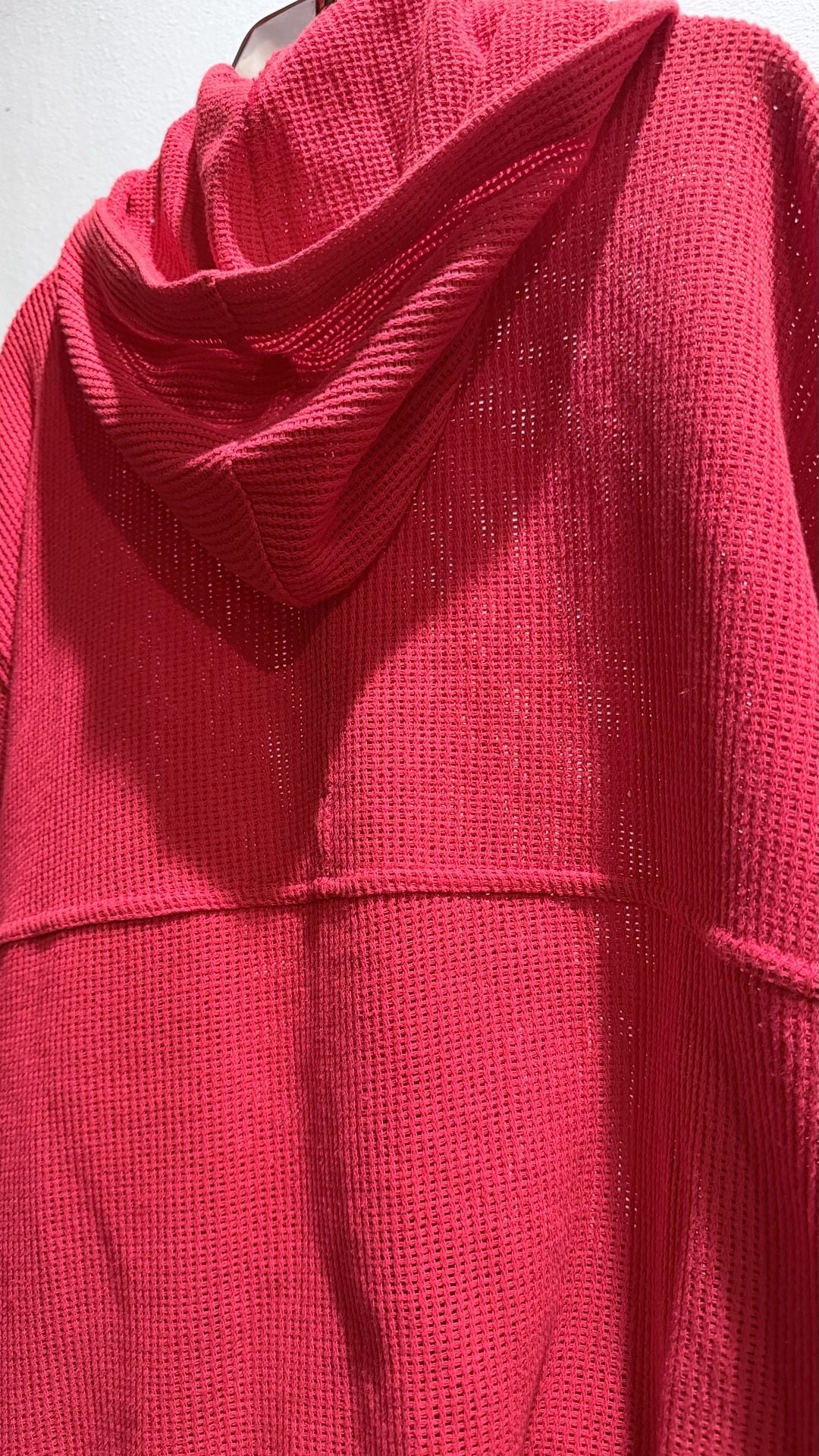 Zara Waffle Knit Zip-Front Hoodie Red XL 9