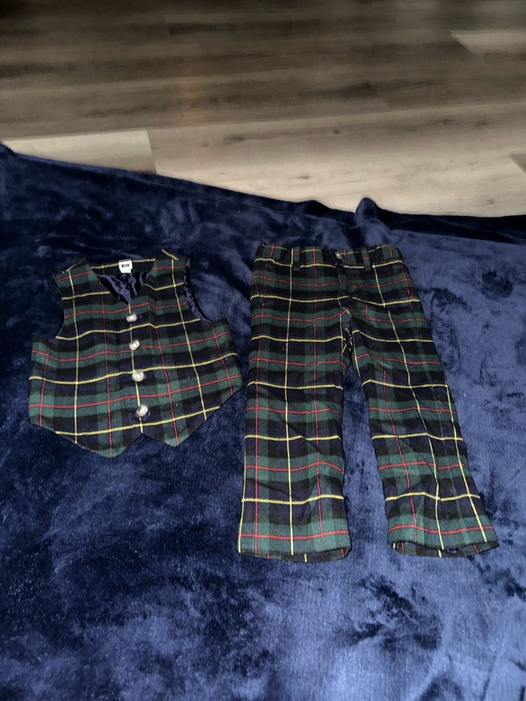 Janie and Jack Tartan Plaid Vest and Pants Set Size 2T Green Red 1