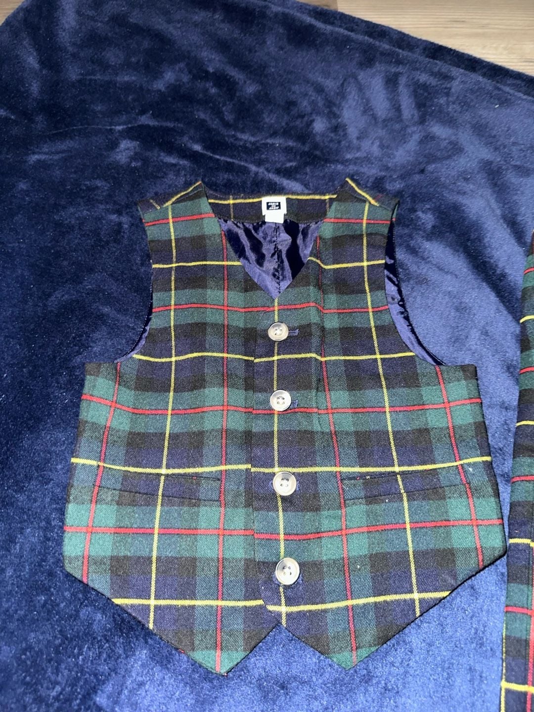 Janie and Jack Tartan Plaid Vest and Pants Set Size 2T Green Red 2
