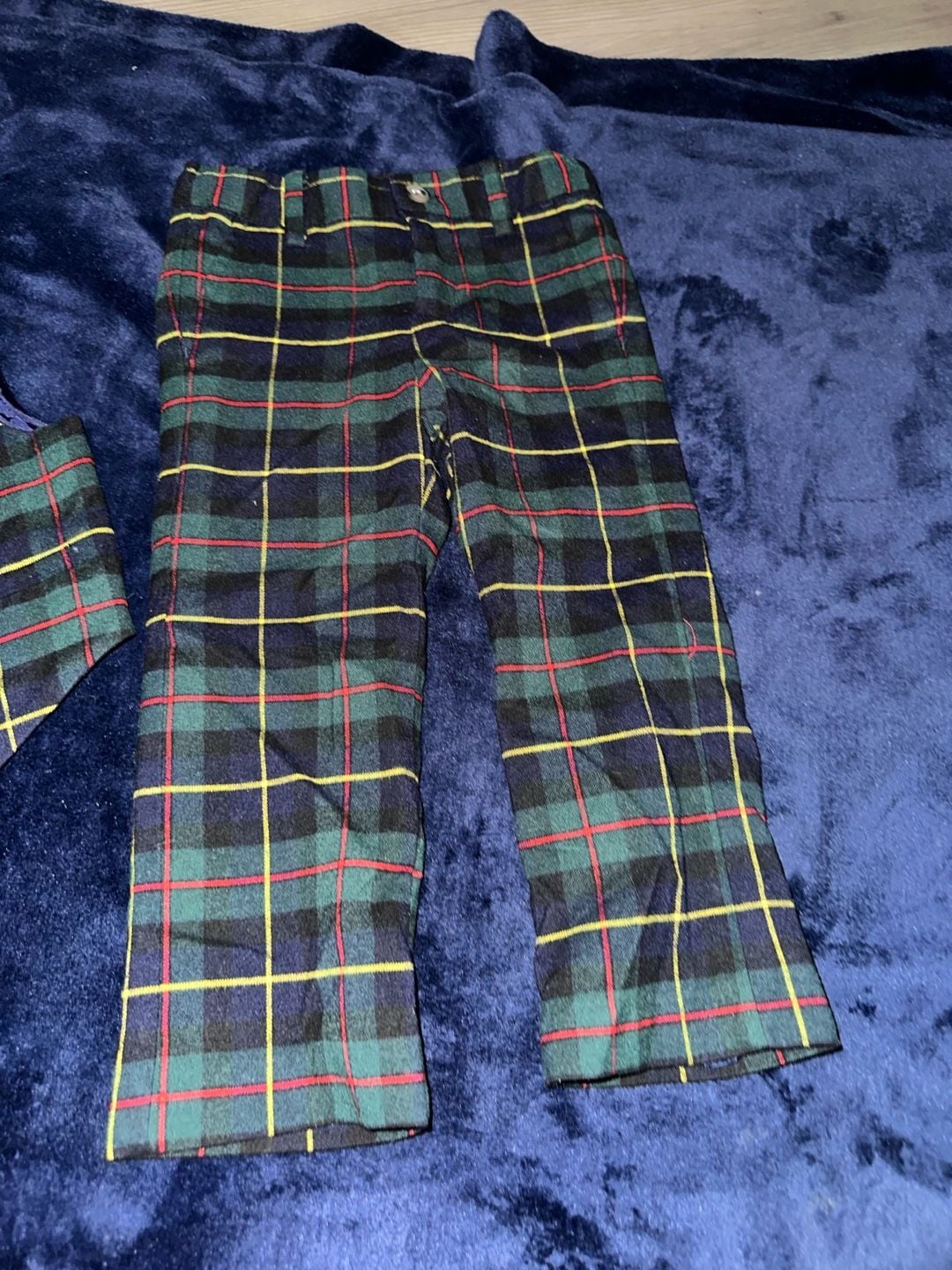 Janie and Jack Tartan Plaid Vest and Pants Set Size 2T Green Red 3