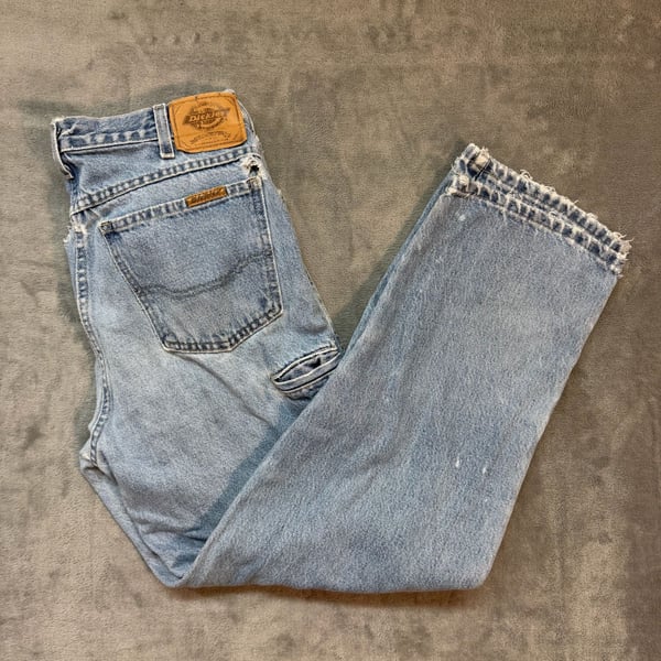 Y2K Dickies Vintage Light Wash Denim Jeans Frayed Hem Size 34x32