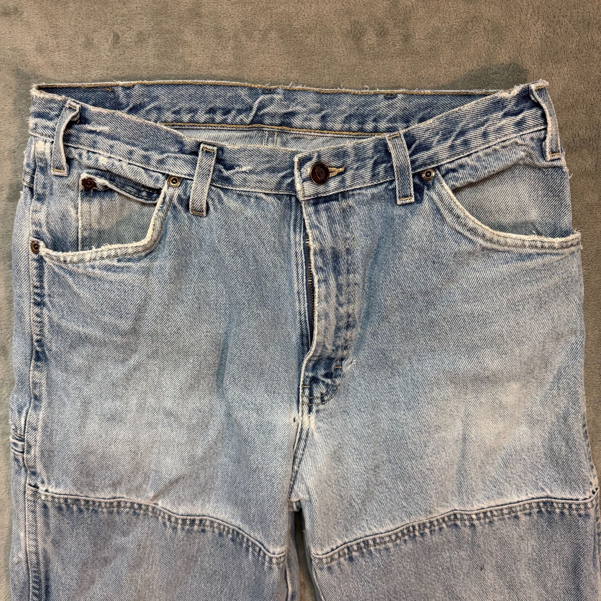 Y2K Dickies Vintage Light Wash Denim Jeans Frayed Hem Size 34x32 8