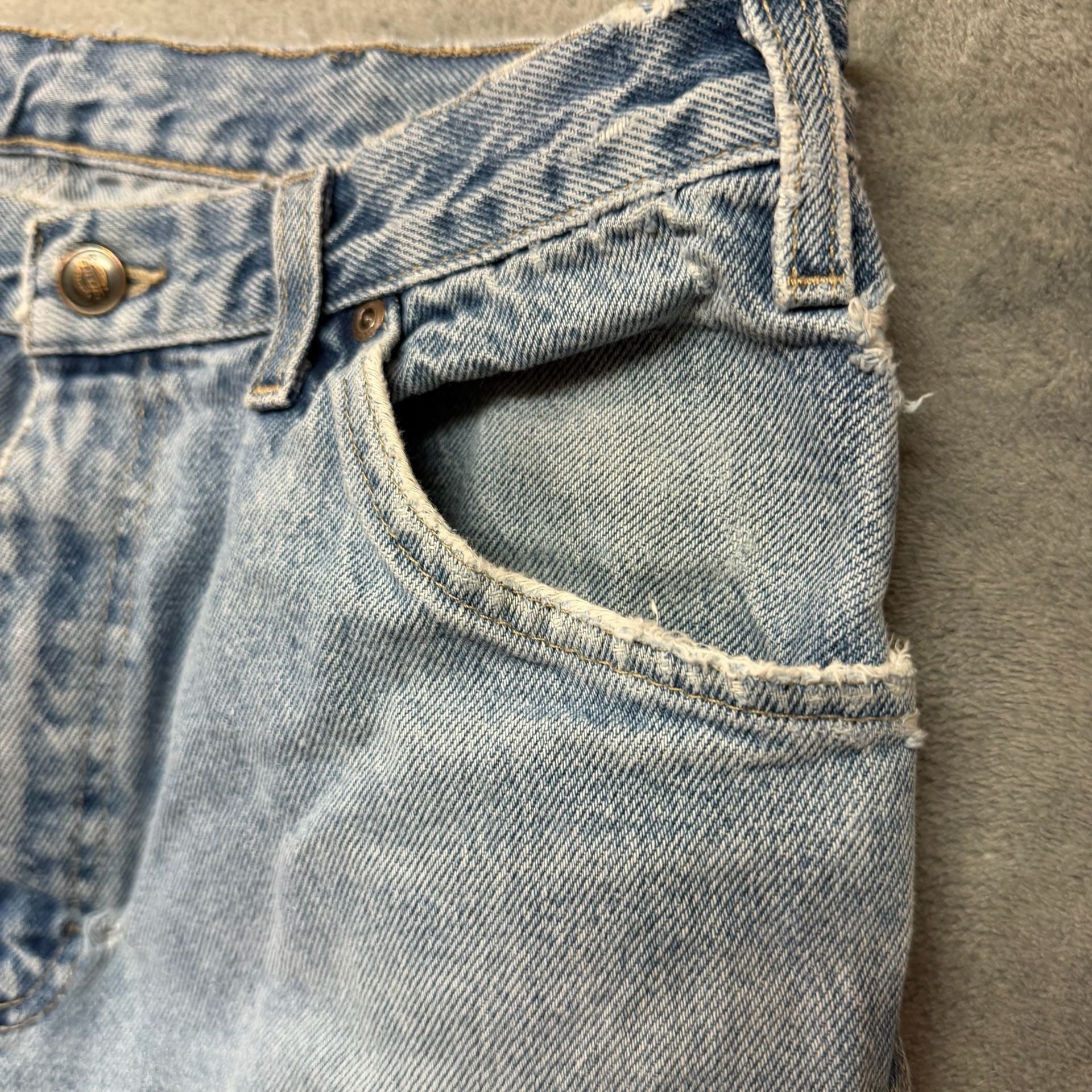 Y2K Dickies Vintage Light Wash Denim Jeans Frayed Hem Size 34x32 9