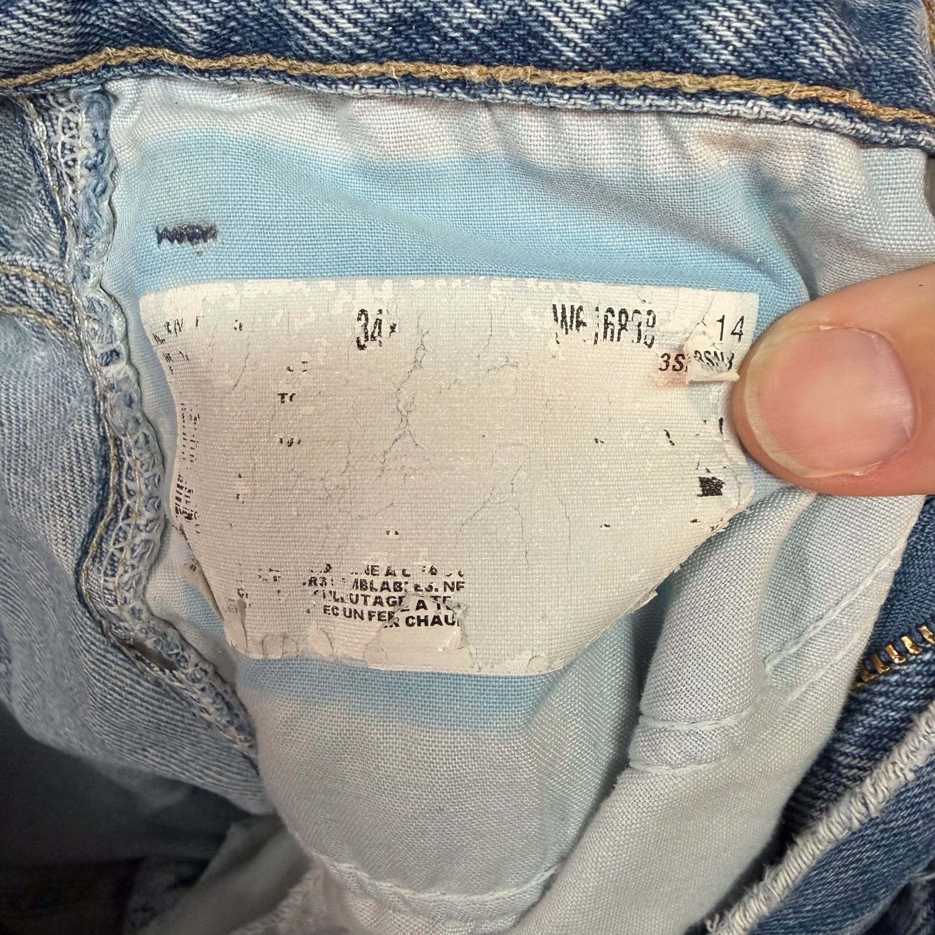 Y2K Dickies Vintage Light Wash Denim Jeans Frayed Hem Size 34x32 14