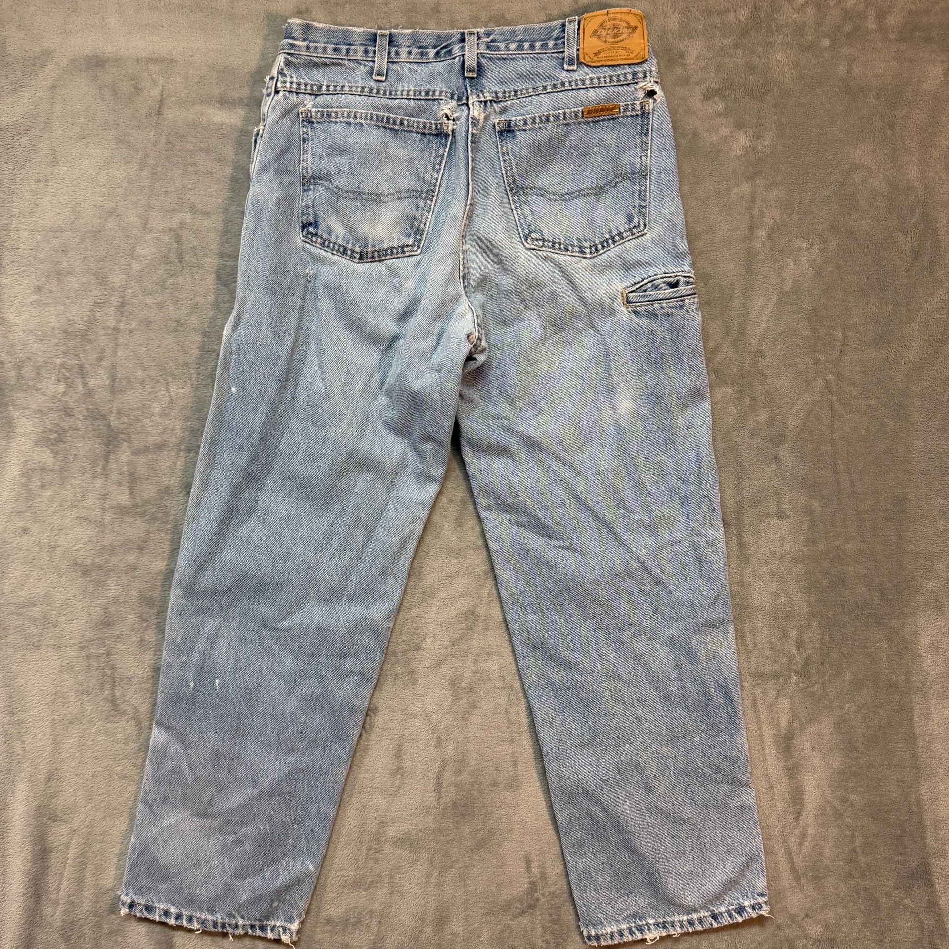 Y2K Dickies Vintage Light Wash Denim Jeans Frayed Hem Size 34x32 16