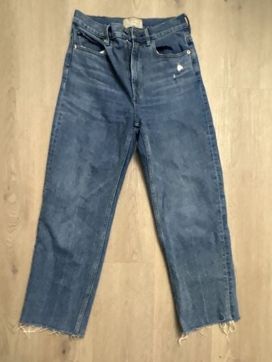 Everlane The Way High Jean Size 25 Regular Straight Leg Denim Jeans Raw Hem 3